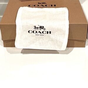 New Coach Brown Gift box with off White drawstring Dust Bag